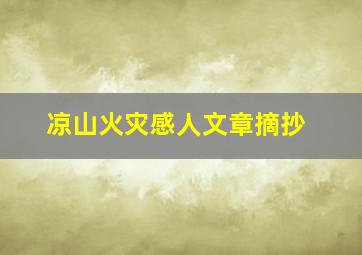 凉山火灾感人文章摘抄