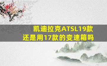 凯迪拉克ATSL19款还是用17款的变速箱吗