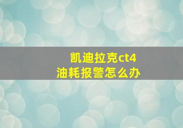 凯迪拉克ct4油耗报警怎么办