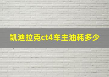 凯迪拉克ct4车主油耗多少