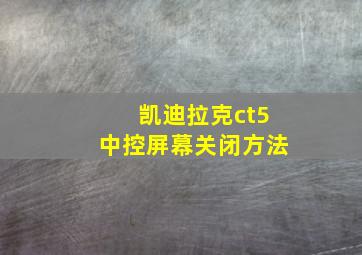 凯迪拉克ct5中控屏幕关闭方法