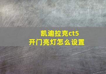 凯迪拉克ct5开门亮灯怎么设置