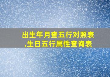 出生年月查五行对照表,生日五行属性查询表