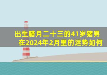 出生腊月二十三的41岁猪男在2024年2月里的运势如何