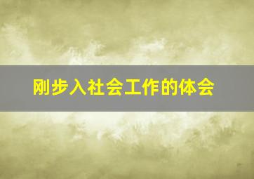 刚步入社会工作的体会