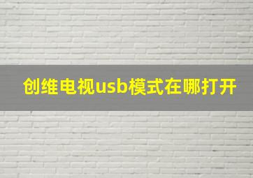 创维电视usb模式在哪打开