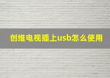 创维电视插上usb怎么使用