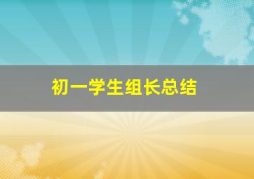 初一学生组长总结