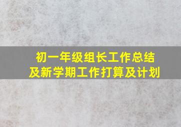 初一年级组长工作总结及新学期工作打算及计划