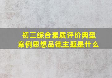 初三综合素质评价典型案例思想品德主题是什么