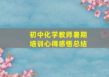 初中化学教师暑期培训心得感悟总结