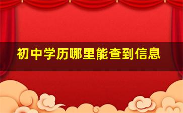 初中学历哪里能查到信息