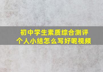 初中学生素质综合测评个人小结怎么写好呢视频