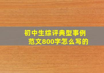 初中生综评典型事例范文800字怎么写的