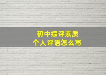 初中综评素质个人评语怎么写