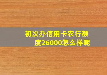 初次办信用卡农行额度26000怎么样呢