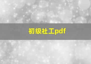 初级社工pdf