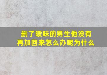 删了暧昧的男生他没有再加回来怎么办呢为什么