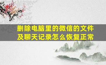 删除电脑里的微信的文件及聊天记录怎么恢复正常