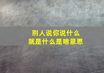 别人说你说什么就是什么是啥意思