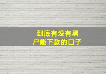 到底有没有黑户能下款的口子