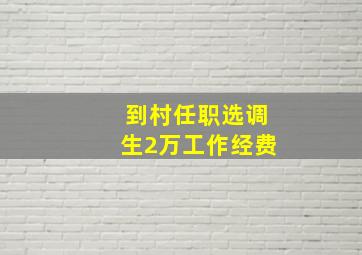 到村任职选调生2万工作经费