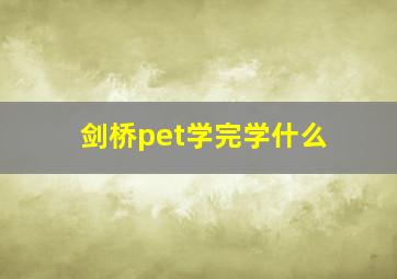 剑桥pet学完学什么