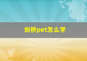 剑桥pet怎么学