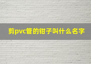 剪pvc管的钳子叫什么名字