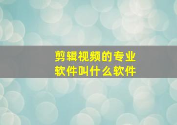 剪辑视频的专业软件叫什么软件