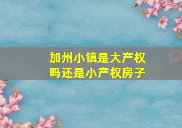 加州小镇是大产权吗还是小产权房子