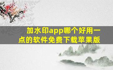 加水印app哪个好用一点的软件免费下载苹果版