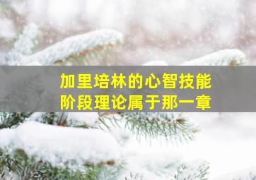 加里培林的心智技能阶段理论属于那一章