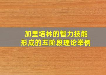 加里培林的智力技能形成的五阶段理论举例