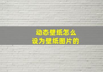 动态壁纸怎么设为壁纸图片的