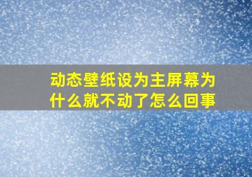 动态壁纸设为主屏幕为什么就不动了怎么回事