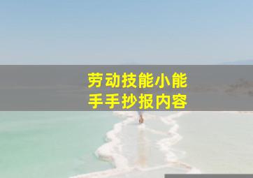 劳动技能小能手手抄报内容