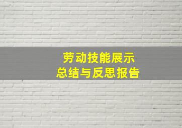 劳动技能展示总结与反思报告