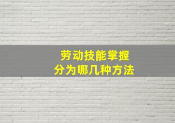 劳动技能掌握分为哪几种方法