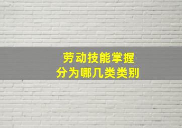 劳动技能掌握分为哪几类类别