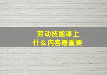 劳动技能课上什么内容最重要