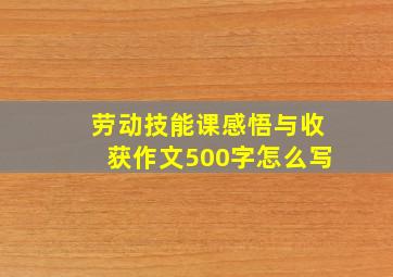 劳动技能课感悟与收获作文500字怎么写