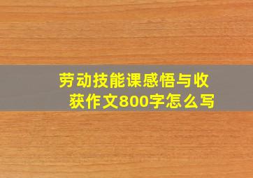 劳动技能课感悟与收获作文800字怎么写