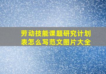 劳动技能课题研究计划表怎么写范文图片大全