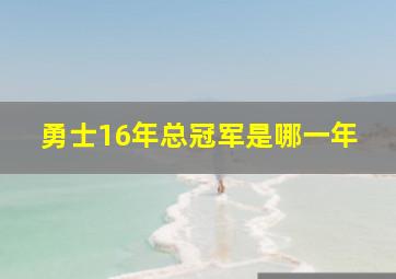 勇士16年总冠军是哪一年