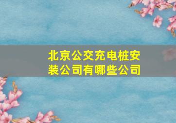 北京公交充电桩安装公司有哪些公司