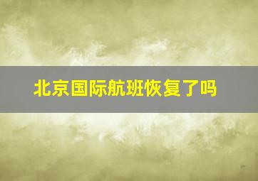 北京国际航班恢复了吗