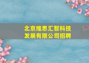 北京维思汇智科技发展有限公司招聘