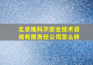 北京维科尔安全技术咨询有限责任公司怎么样