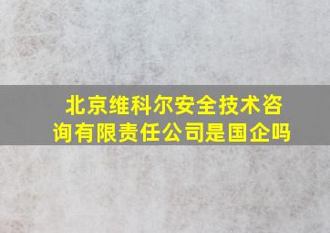 北京维科尔安全技术咨询有限责任公司是国企吗